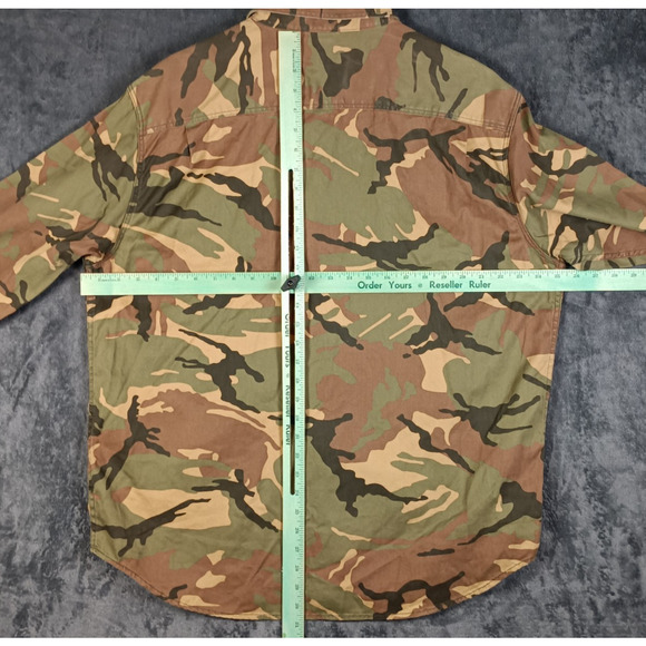Camouflage Button Up Shirt Men Extra Large Brown Woodland Canvas Old Navy - Picture 4 of 8
